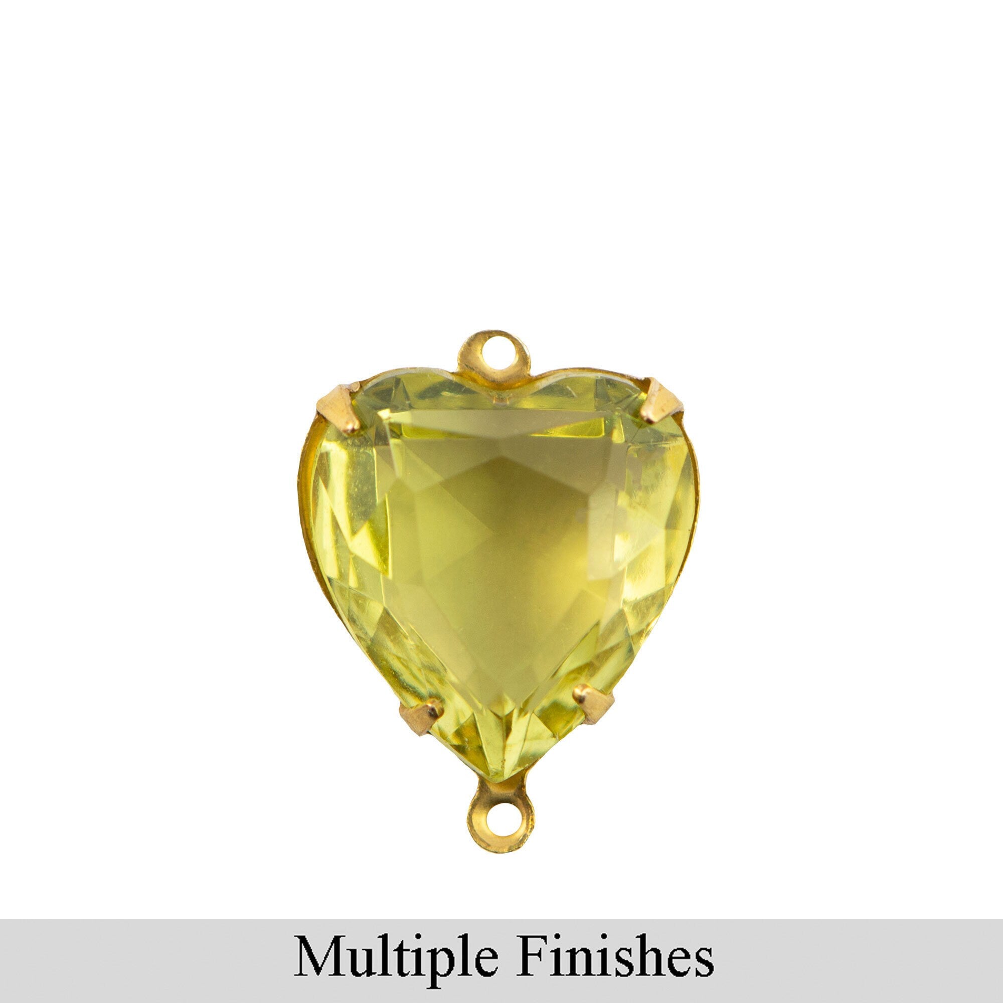 15mm Jonquil Faceted Glass Heart Stone in 2 Loop Open Back Setting