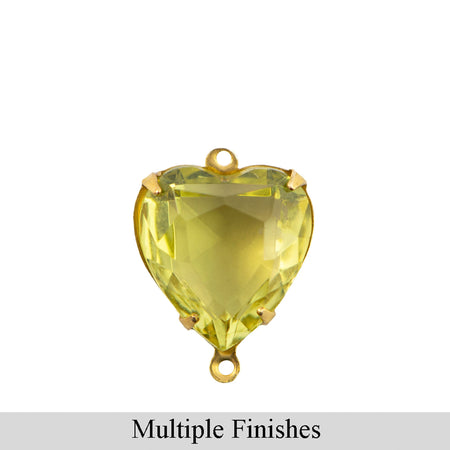 15mm Jonquil Faceted Glass Heart Stone in 2 Loop Open Back Setting