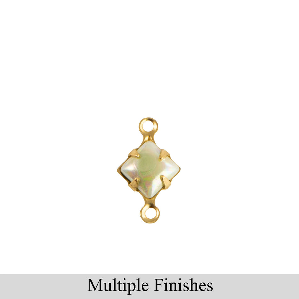 6mm Green AB Glass Square Stone in 2 Loop Setting