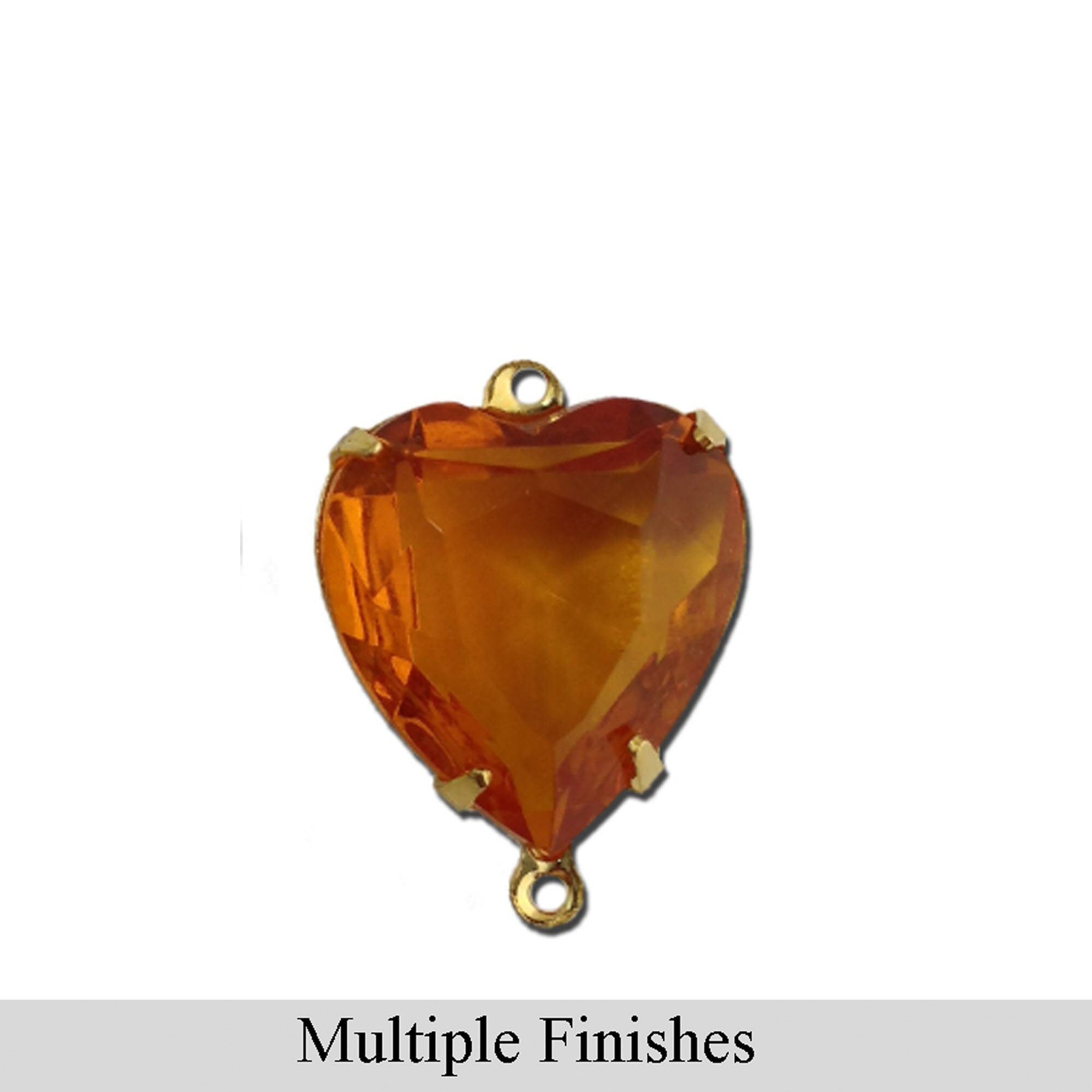 15mm Topaz Faceted Glass Heart Stone in 2 Loop Open Back Setting