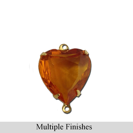 15mm Topaz Faceted Glass Heart Stone in 2 Loop Open Back Setting