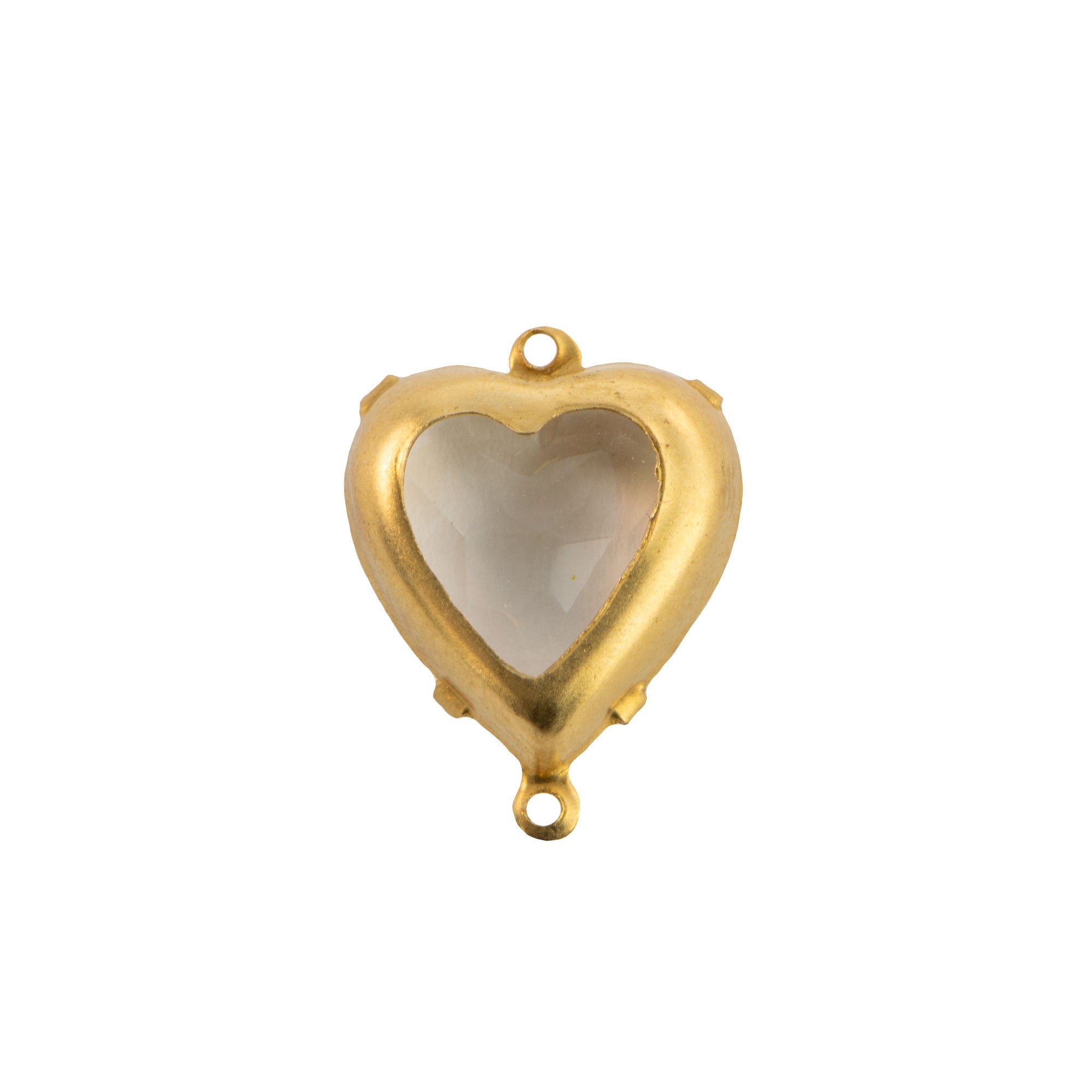 15mm Clear Faceted Glass Heart Stone in 2 Loop Open Back Setting