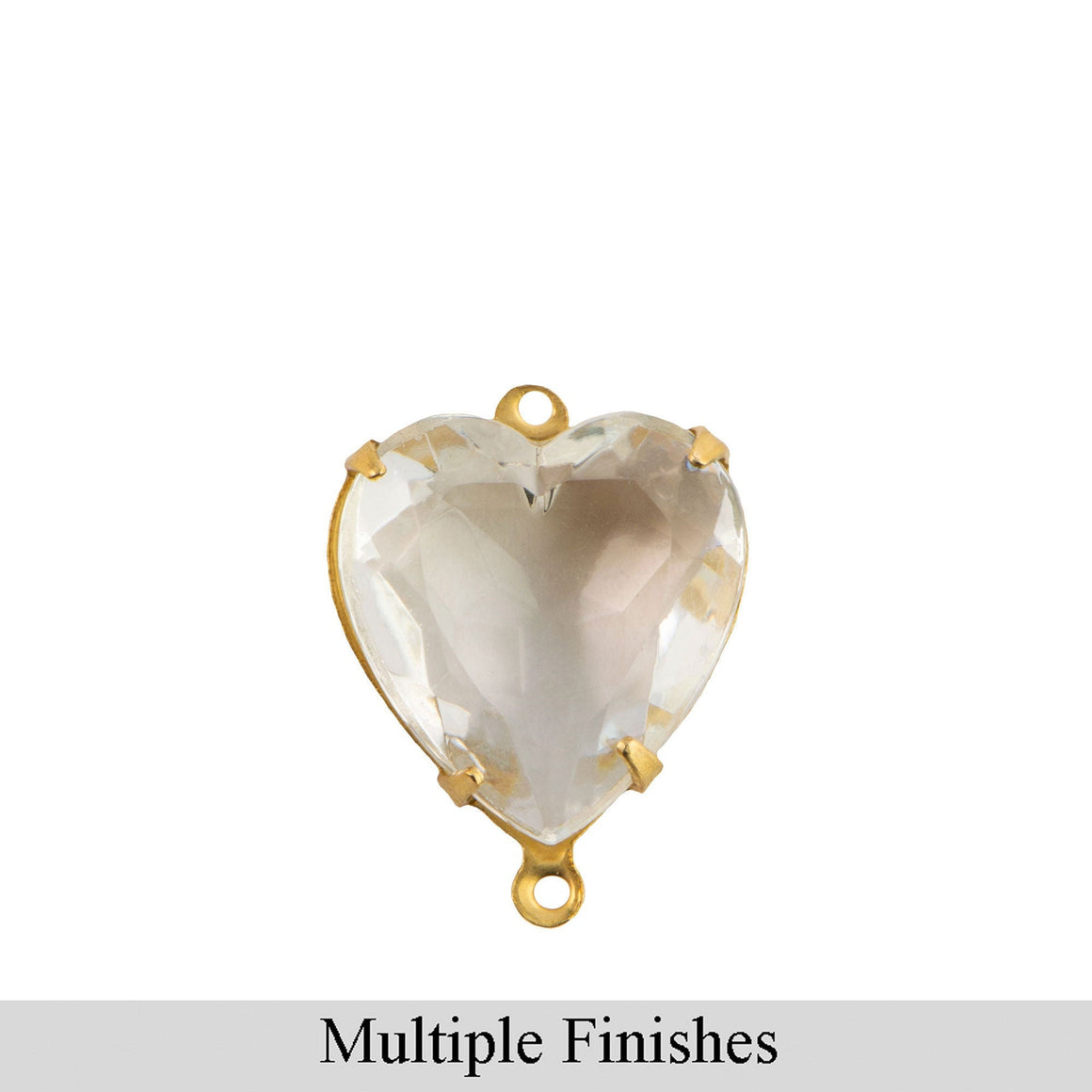 15mm Clear Faceted Glass Heart Stone in 2 Loop Open Back Setting