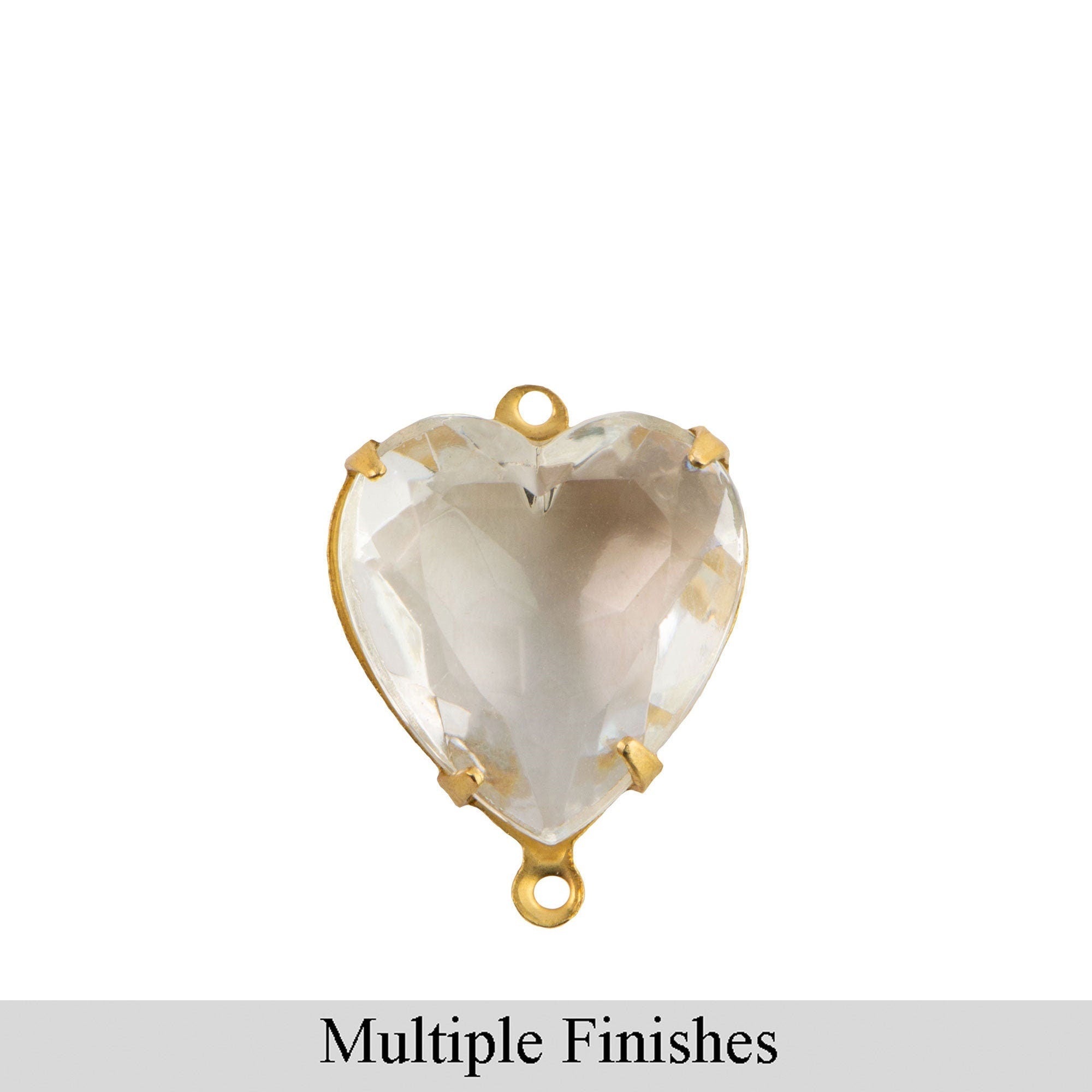 15mm Clear Faceted Glass Heart Stone in 2 Loop Open Back Setting