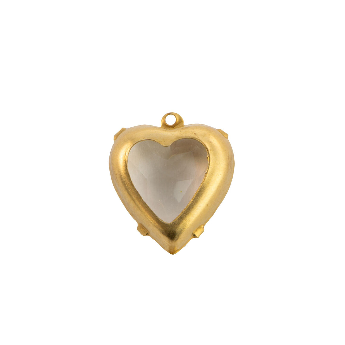 15mm Clear Faceted Glass Heart Stone in 1 Loop Open Back Setting