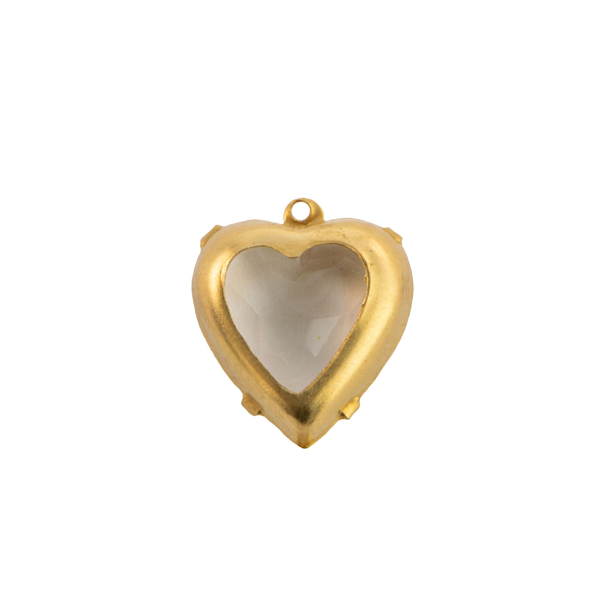 15mm Clear Faceted Glass Heart Stone in 1 Loop Open Back Setting