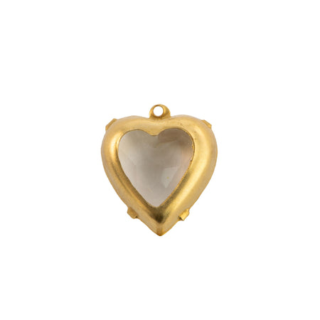 15mm Clear Faceted Glass Heart Stone in 1 Loop Open Back Setting