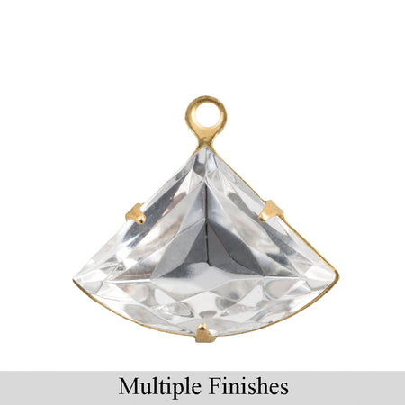 18x13mm Clear Faceted Glass Fan Stone in 1 Loop Setting
