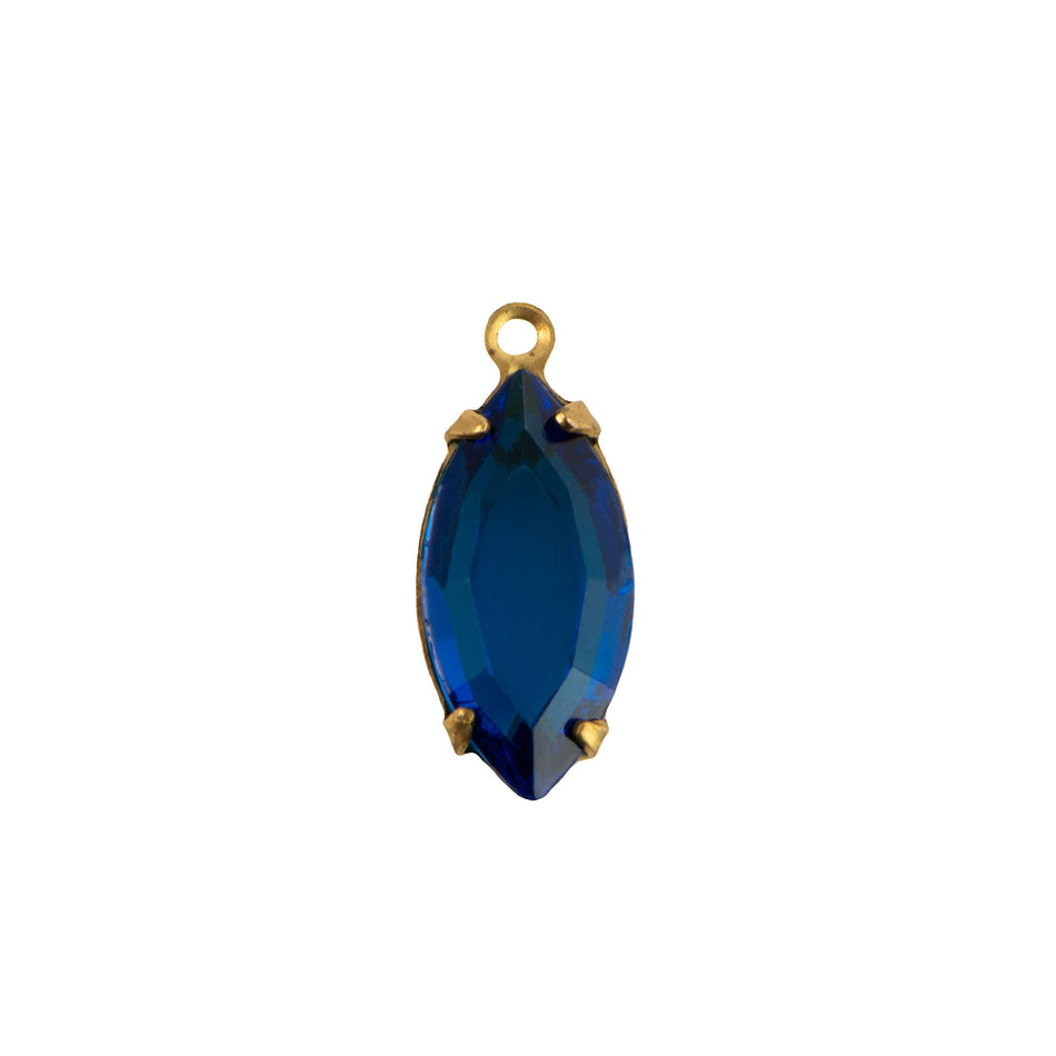 Capri Blue Navette Stones in 1 Loop Brass Settings nav002H