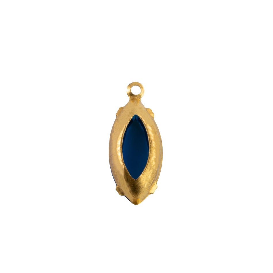 Capri Blue Navette Stones in 1 Loop Brass Settings nav002H