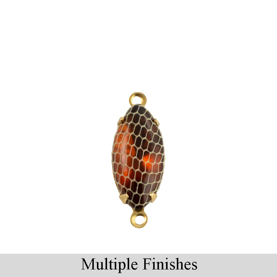 15x7mm Netting Wrapped Topaz Glass Navette Stone in 2 Loop Setting