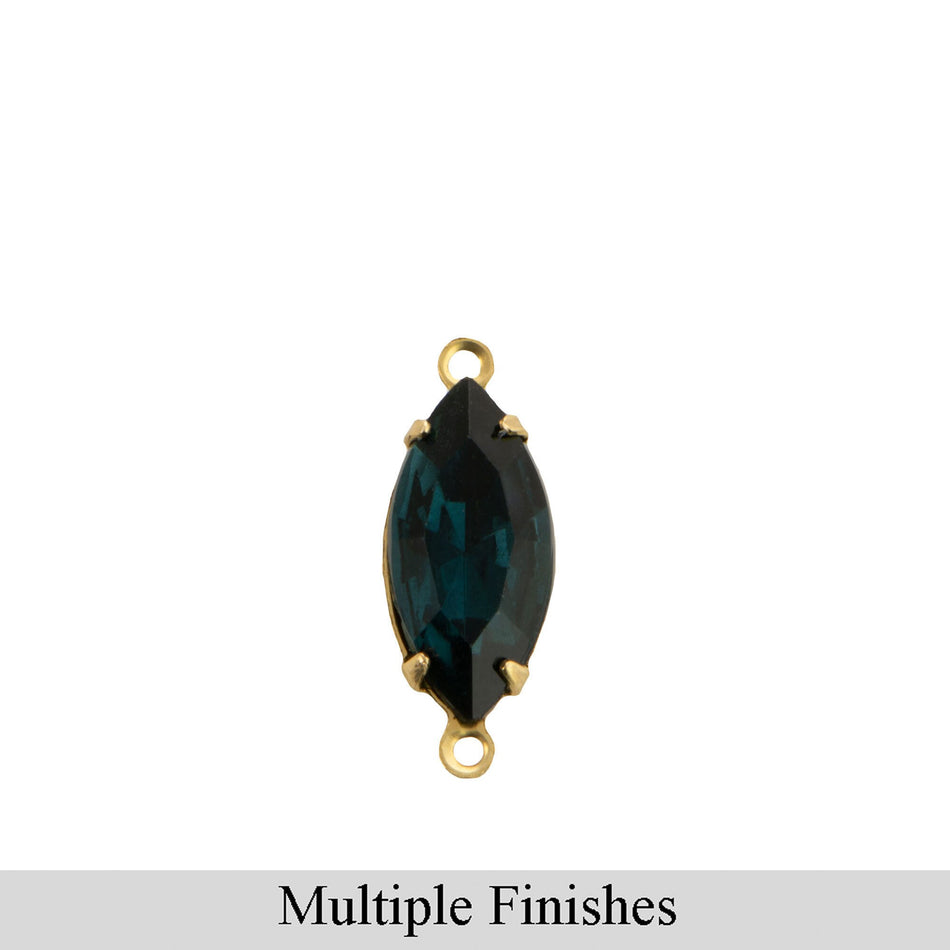 15x7mm Montana Faceted Glass Navette Stone in 2 Loop Setting