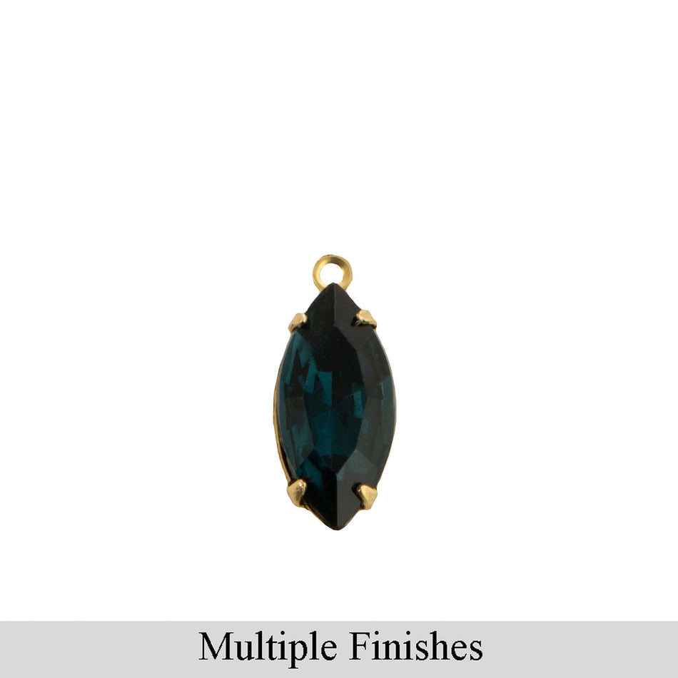 15x7mm Montana Faceted Glass Navette Stone in 1 Loop Setting