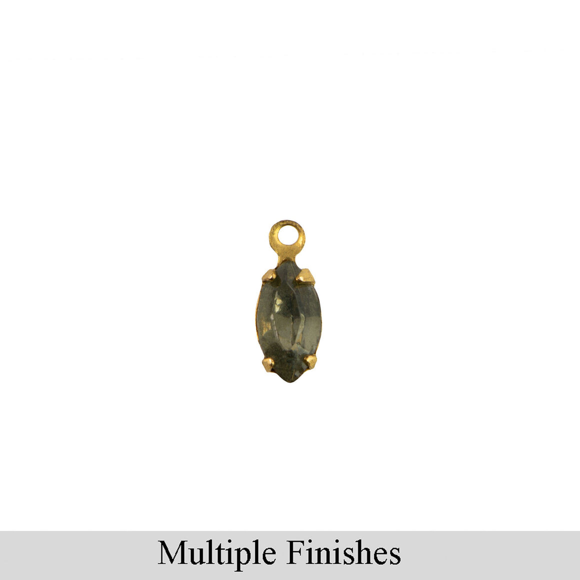 8x4mm Black Diamond Faceted Glass Navette Stone in 1 Loop Setting