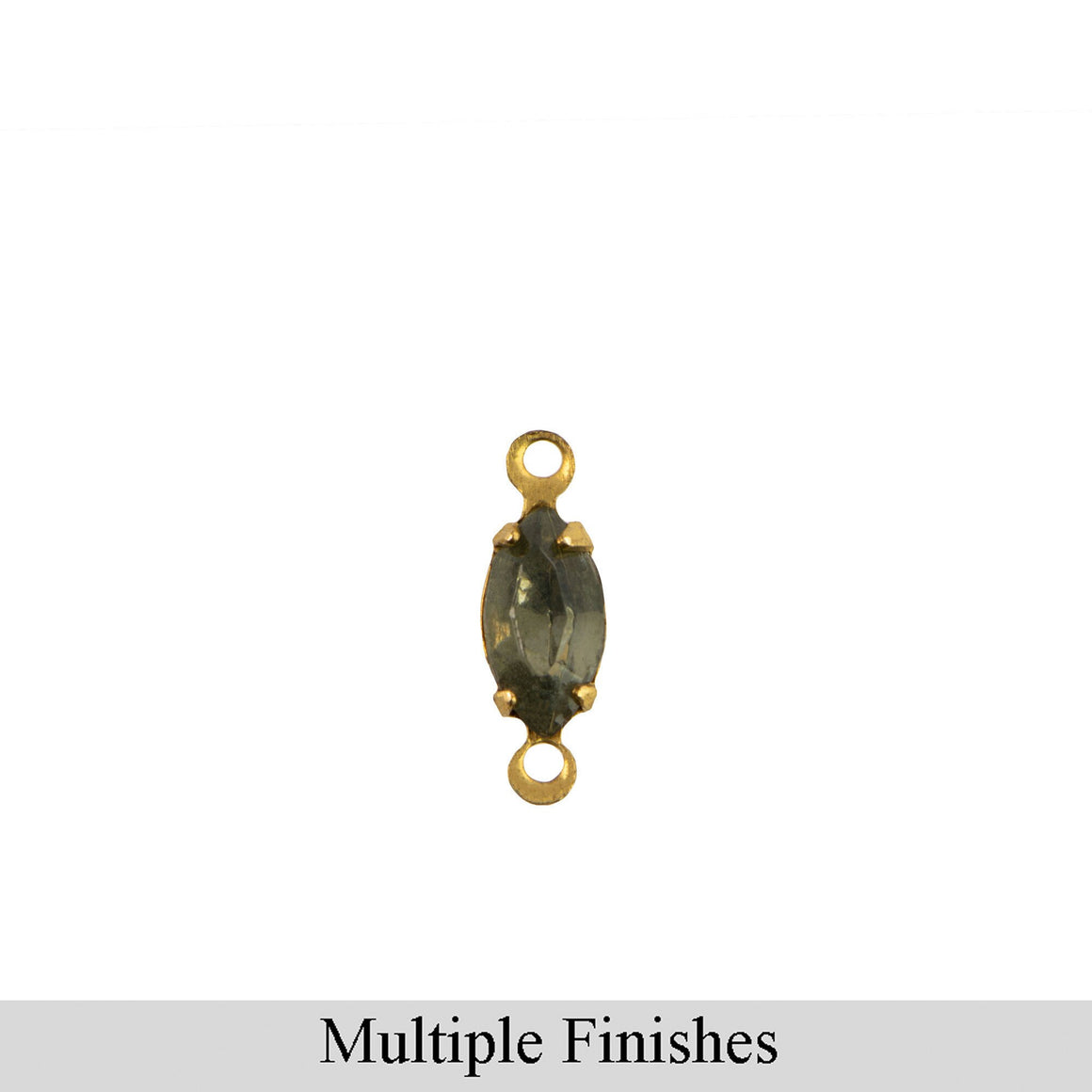 8x4mm Black Diamond Faceted Glass Navette Stone in 2 Loop Setting
