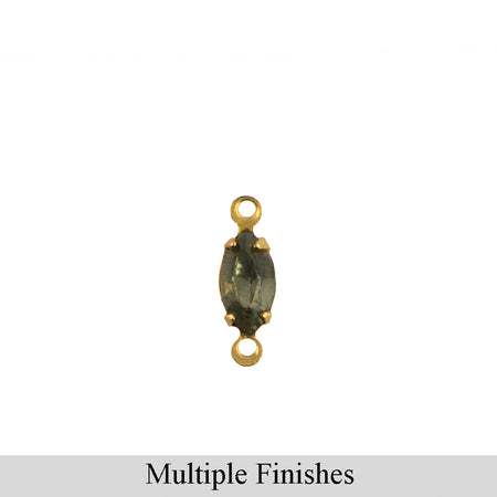 8x4mm Black Diamond Faceted Glass Navette Stone in 2 Loop Setting