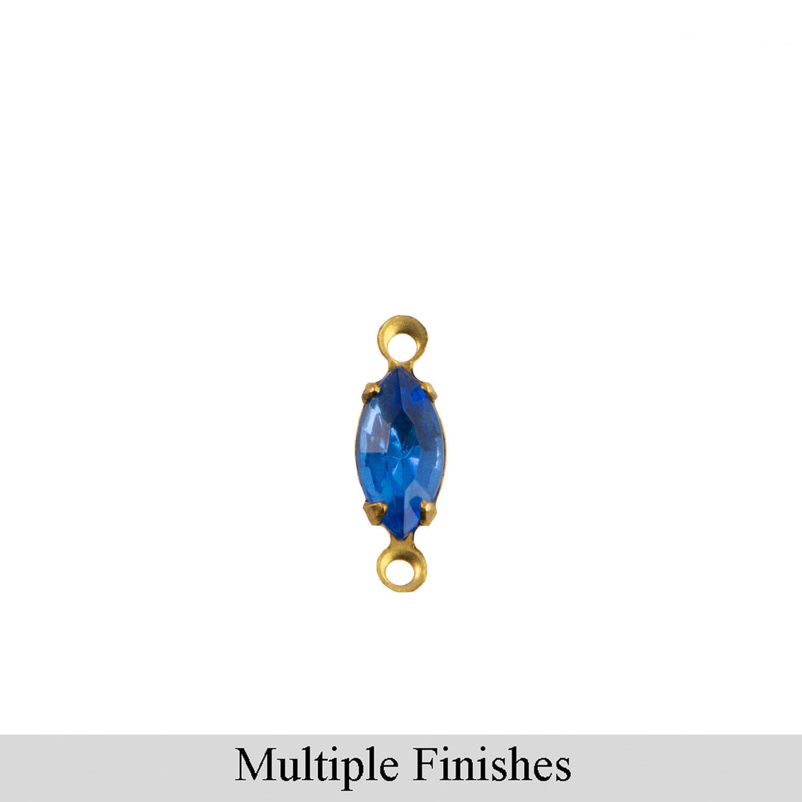 8x4mm Sapphire Faceted Glass Navette Stone in 2 Loop Setting