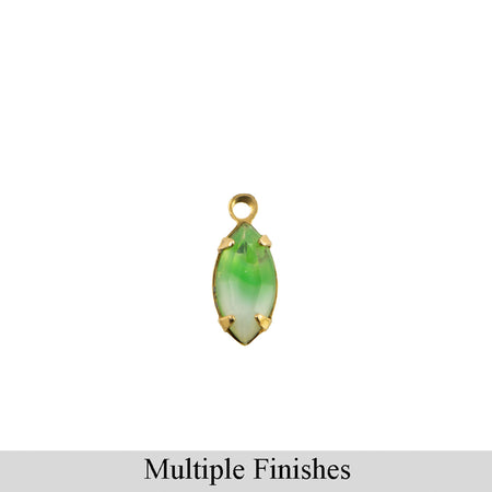 10x5mm Green White Givre Faceted Glass Navette Stone in 1 Loop Setting