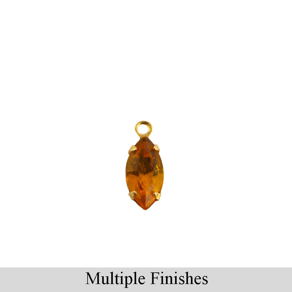 10x5mm Topaz Faceted Glass Navette Stone in 1 Loop Setting