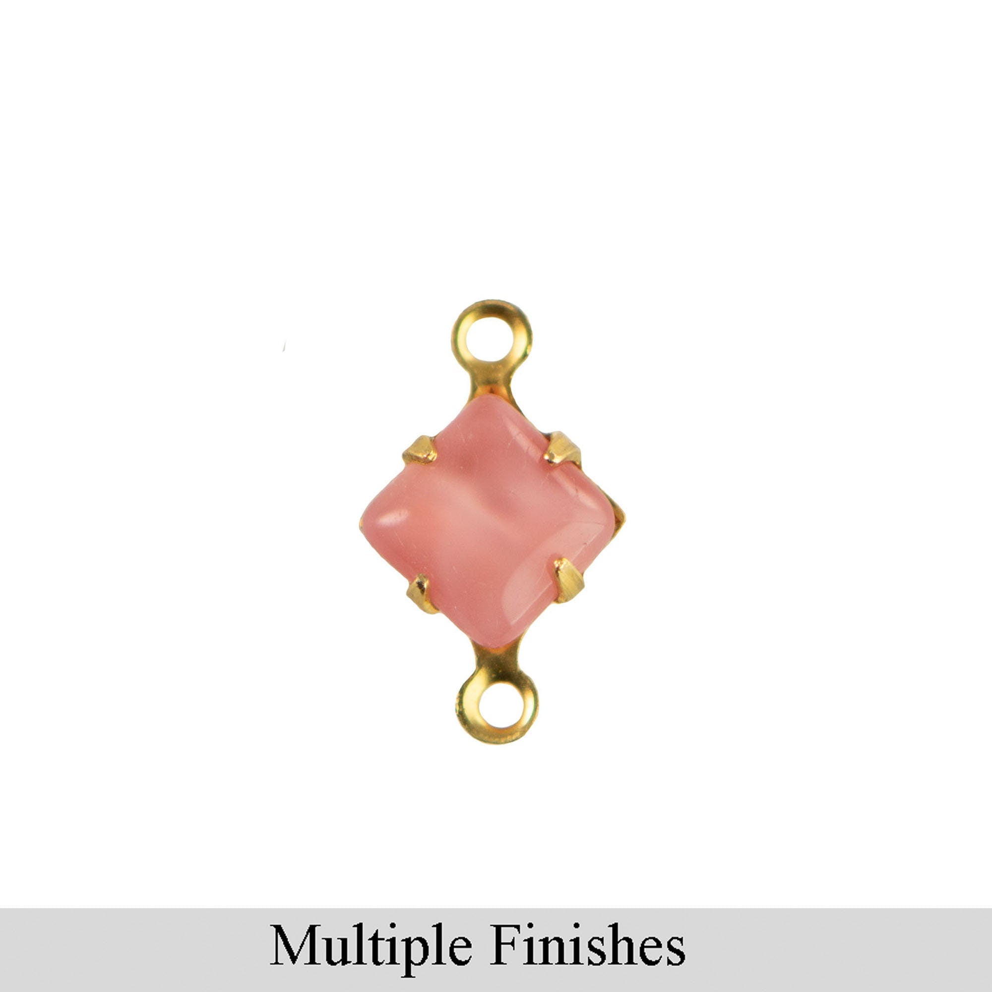 8mm Pink Moonglow Glass Square Stone in 2 Loop Setting