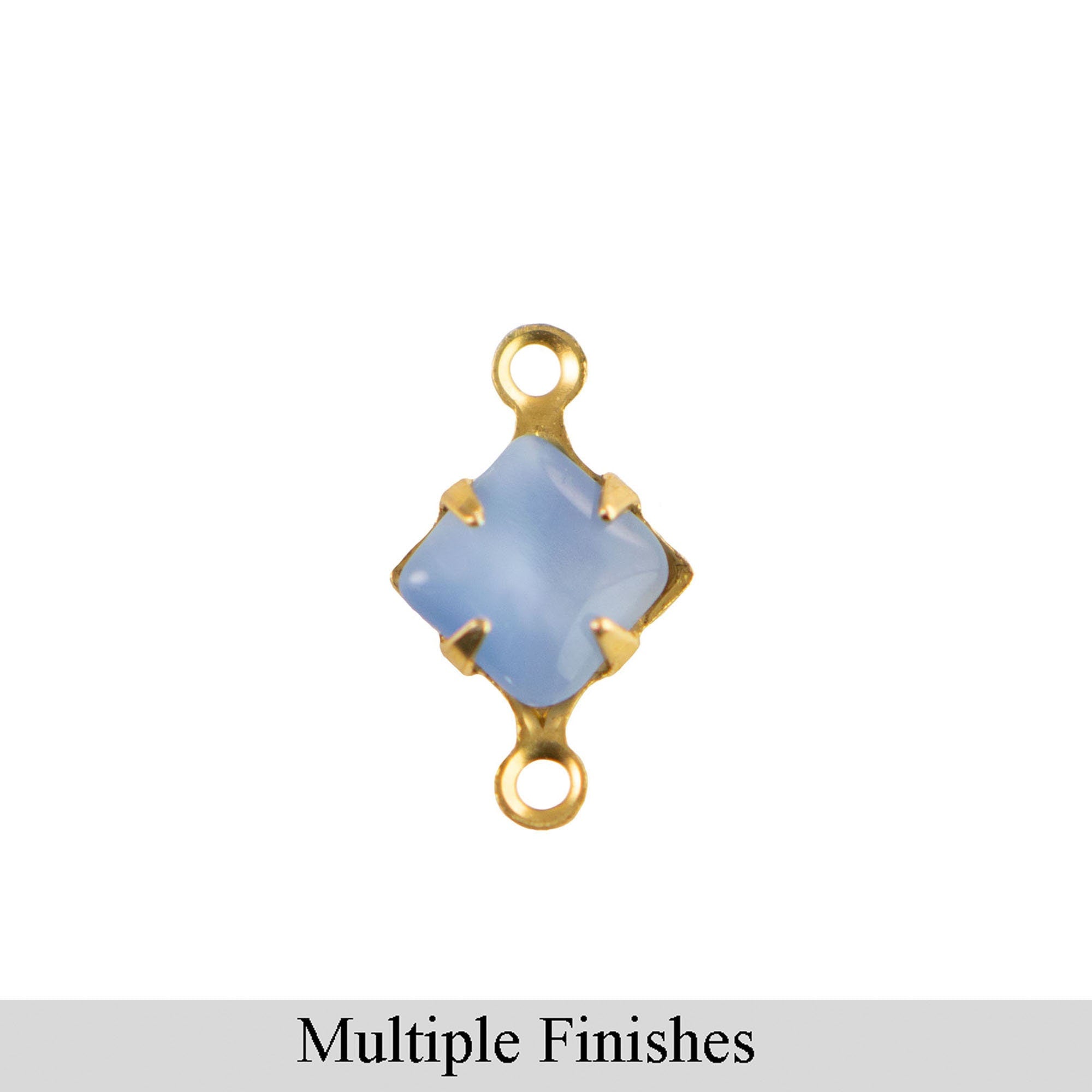 8mm Blue Moonglow Glass Square Stone in 2 Loop Setting