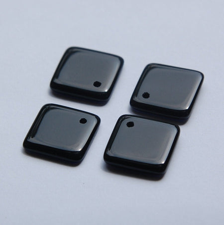 Vintage Black Glass Square Drops Pendants Japan chr096