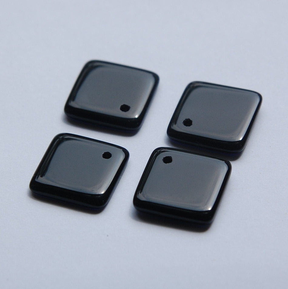 Vintage Black Glass Square Drops Pendants Japan chr096