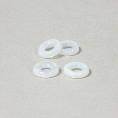 9mm White Opal Czech Pressed Glass Rings (20)