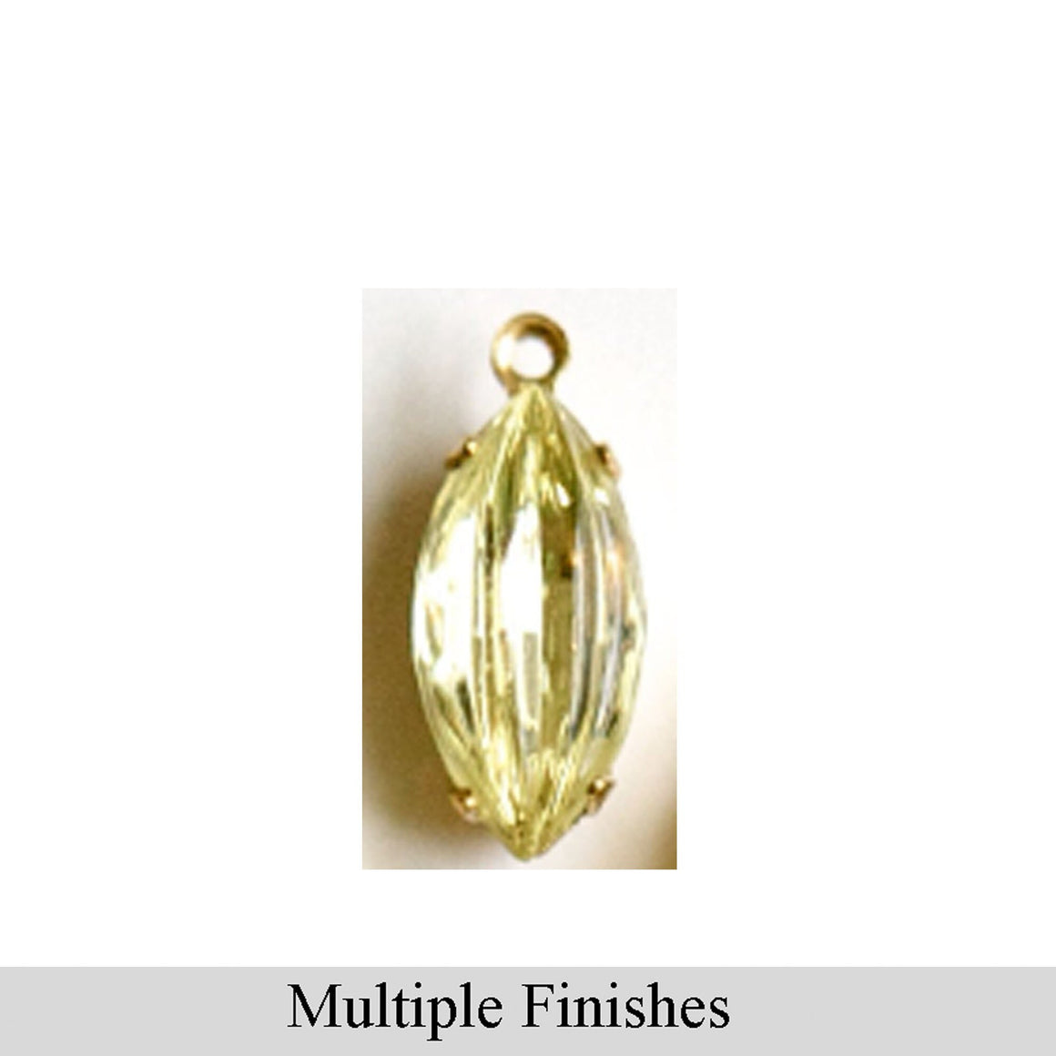 15x7mm Jonquil Ribbed Glass Navette Stone in 1 Loop Setting
