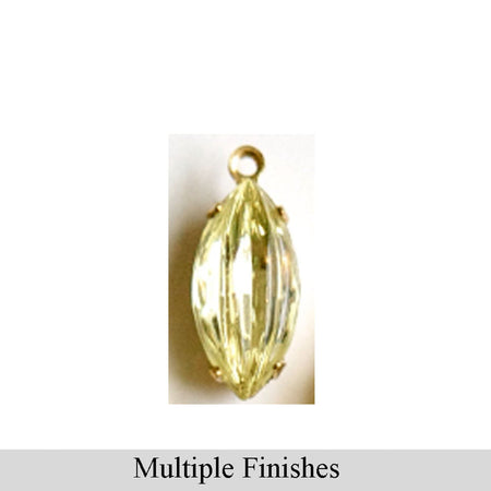15x7mm Jonquil Ribbed Glass Navette Stone in 1 Loop Setting