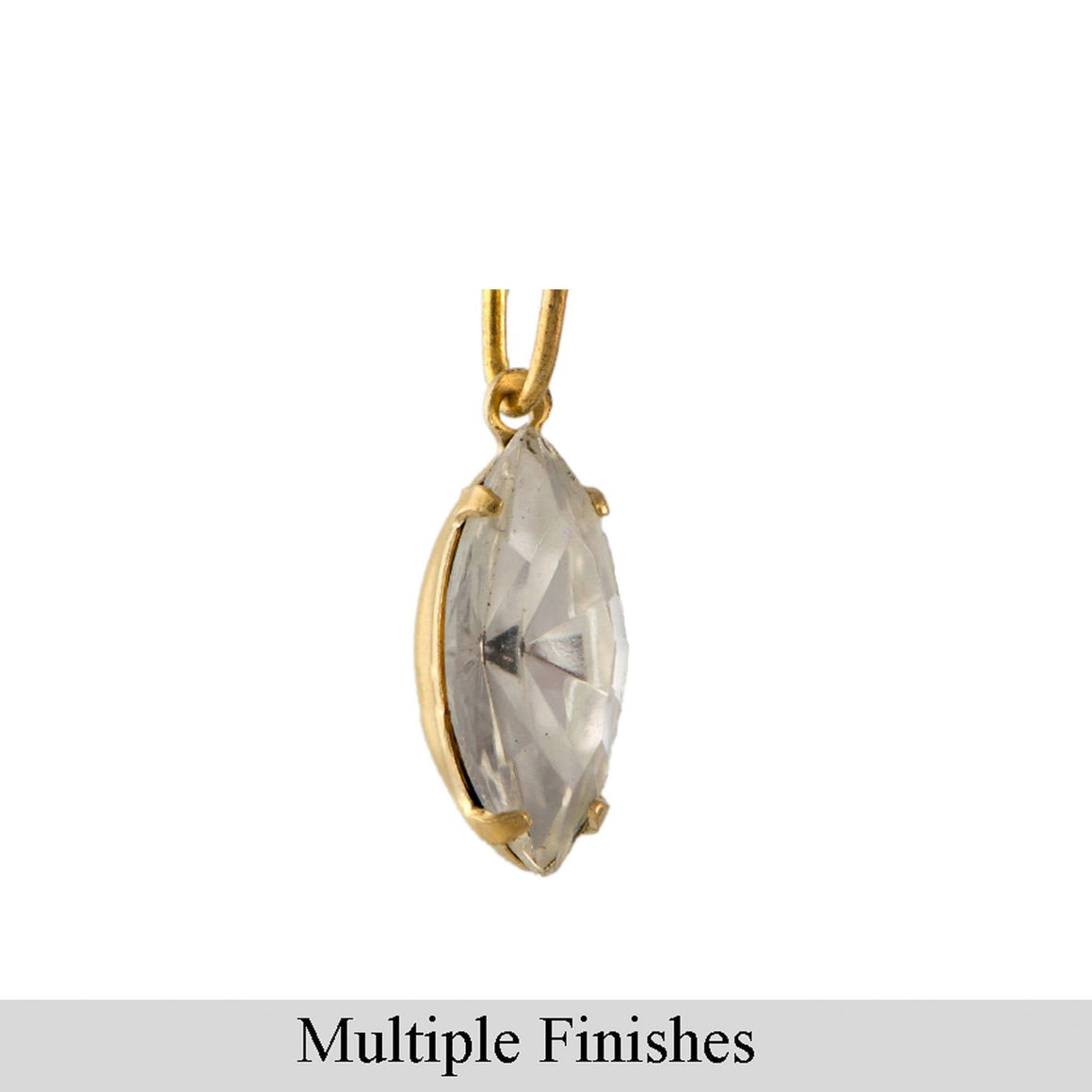 15x7mm Clear Faceted Glass Navette Stone in 1 Loop Setting