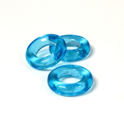 14mm Aquamarine Czech Pressed Glass Rings (6)
