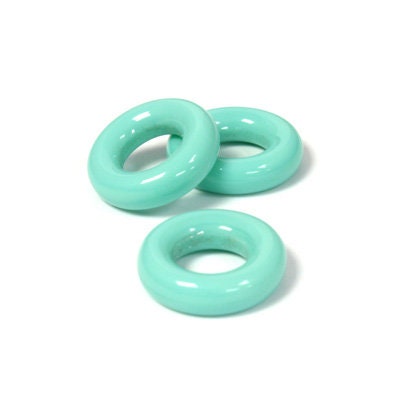 14mm Turquoise Czech Pressed Glass Rings (6)
