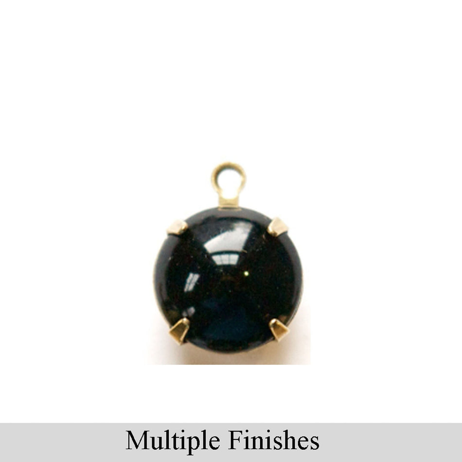 48ss Black Glass Round Stone in 1 Loop Setting