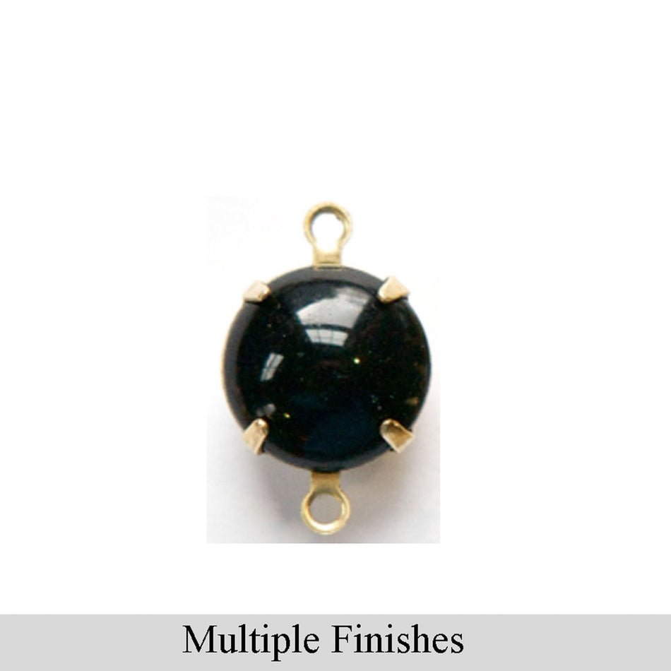 48ss Black Glass Round Stone in 2 Loop Setting