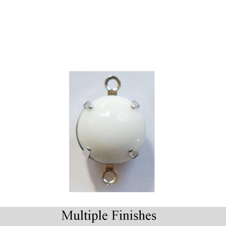 48ss White Glass Round Stone in 2 Loop Setting