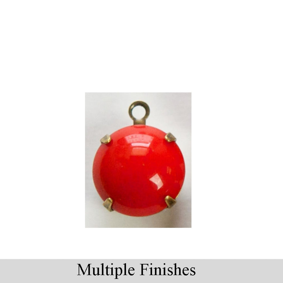 48ss Red Glass Round Stone in 1 Loop Setting