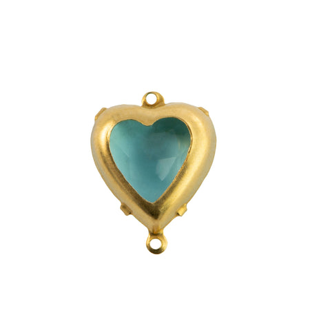 15mm Aquamarine Faceted Glass Heart Stone in 2 Loop Open Back Setting