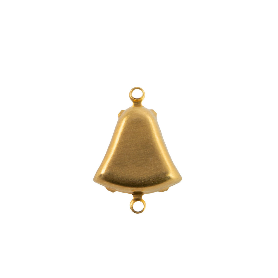 May include: A gold metal bell-shaped connector with two loops at the top and bottom. The connector is designed to be used for jewelry making or other craft projects.