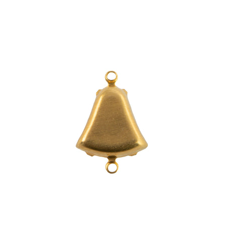 May include: A gold metal bell-shaped connector with two loops at the top and bottom. The connector is designed to be used for jewelry making or other craft projects.