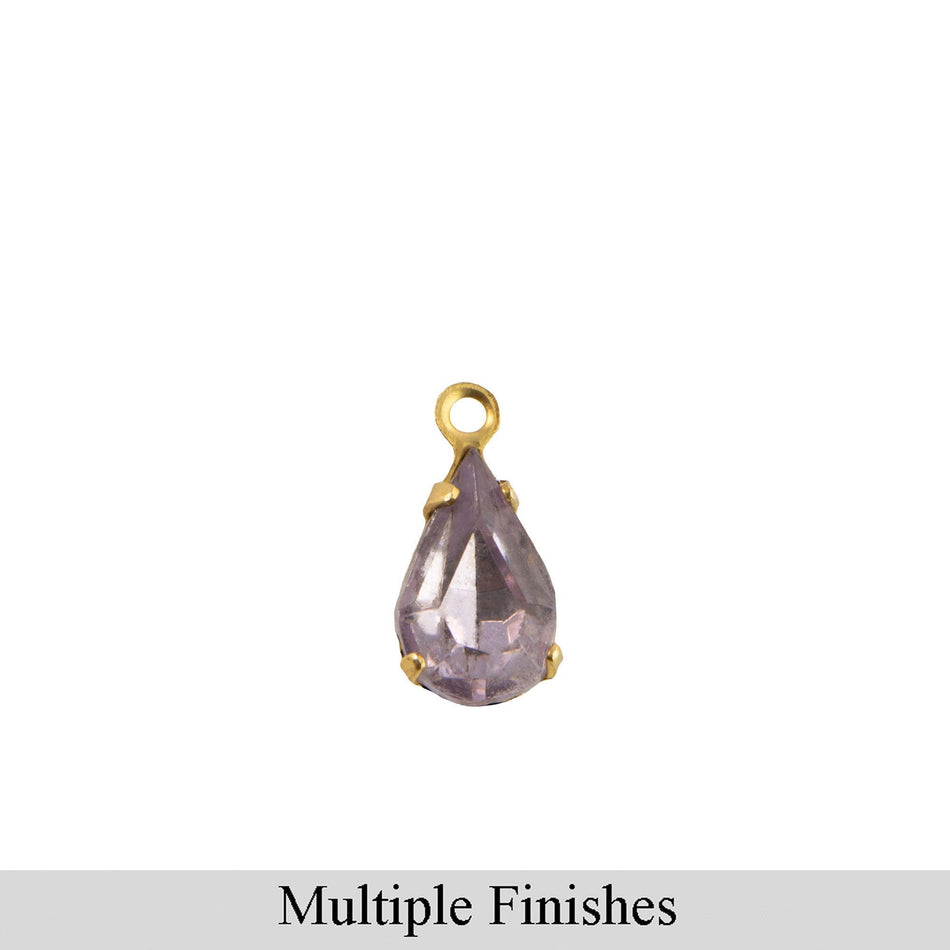 10x6mm Light Amethyst Faceted Glass Teardrop Stone in 1 Loop Setting