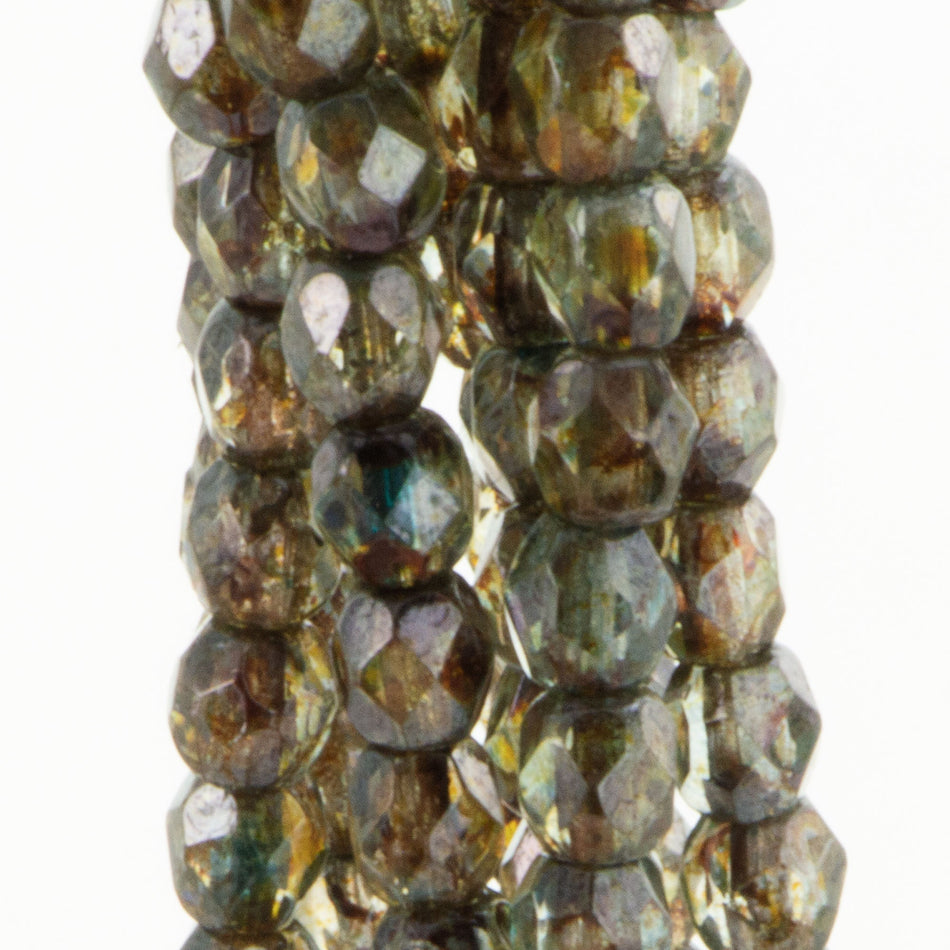 3mm Luster-Transparent Green Czech Faceted Firepolish Glass Beads (50)