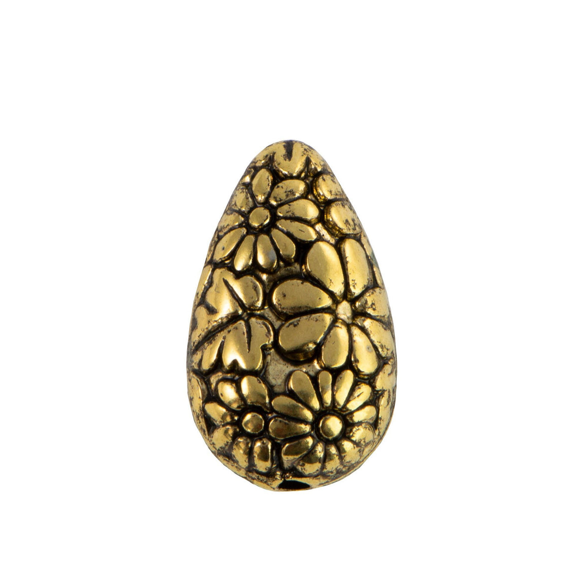 Antiqued Gold Floral Teardrop Beads Flowers bds454A