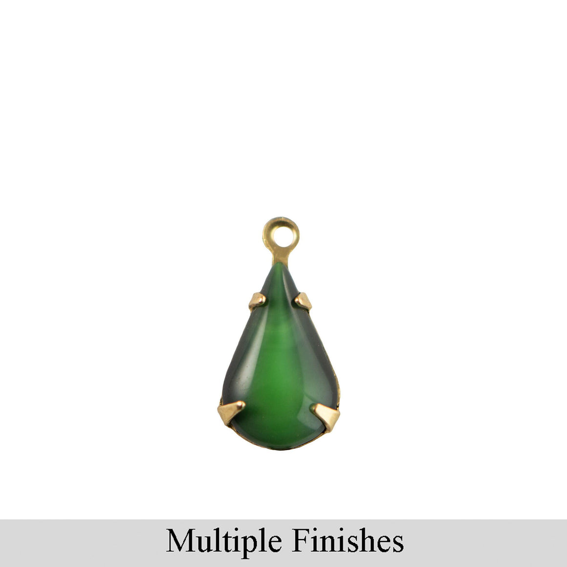 13x8mm Two Tone Green Glass Teardrop Stone in 1 Loop Setting