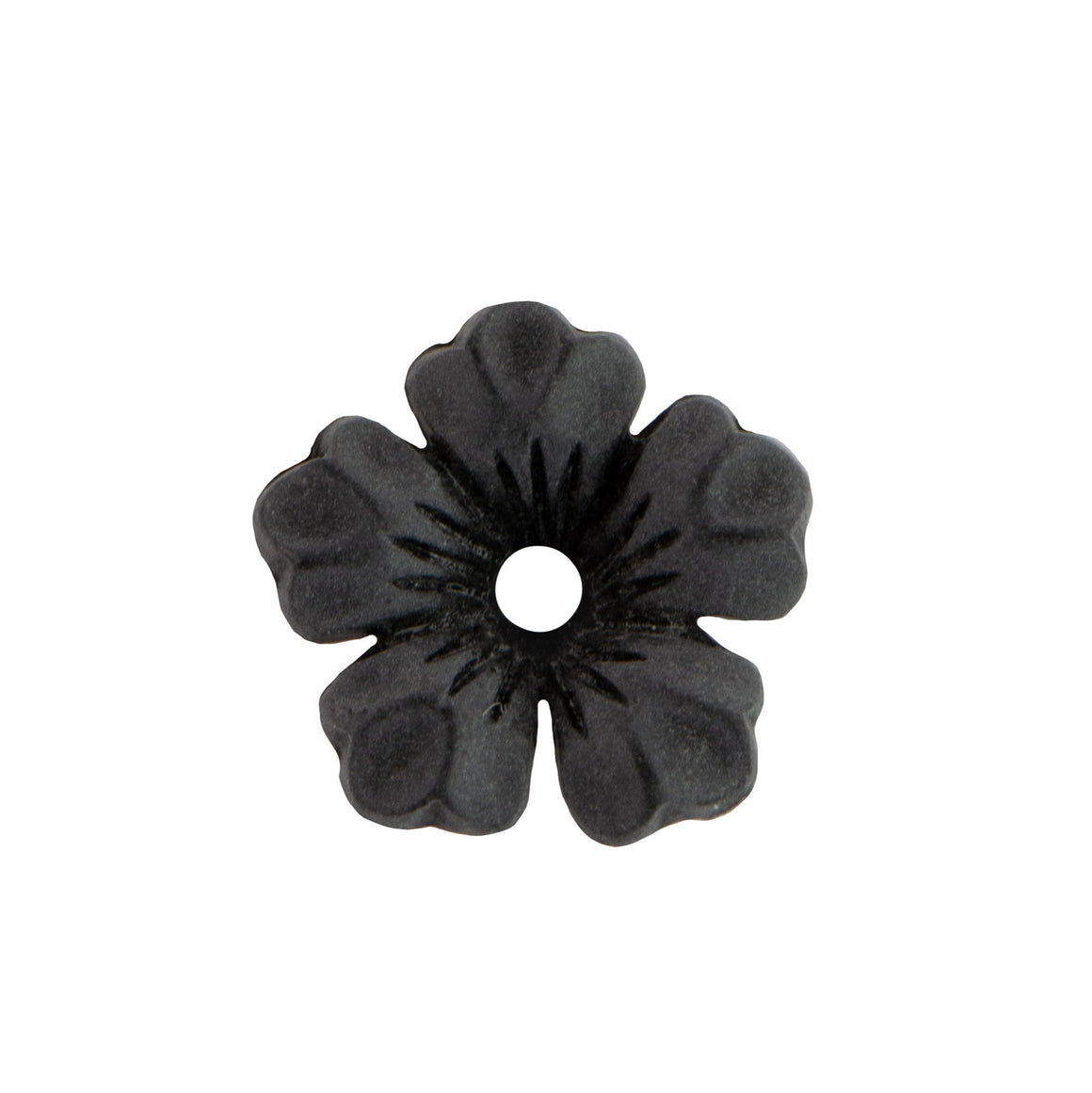 14mm Matte Black Plastic Stacking Flower Beads (10)