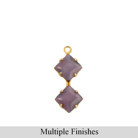 6mm Purple Moonglow Glass Square Stone in 1 Loop Double Setting