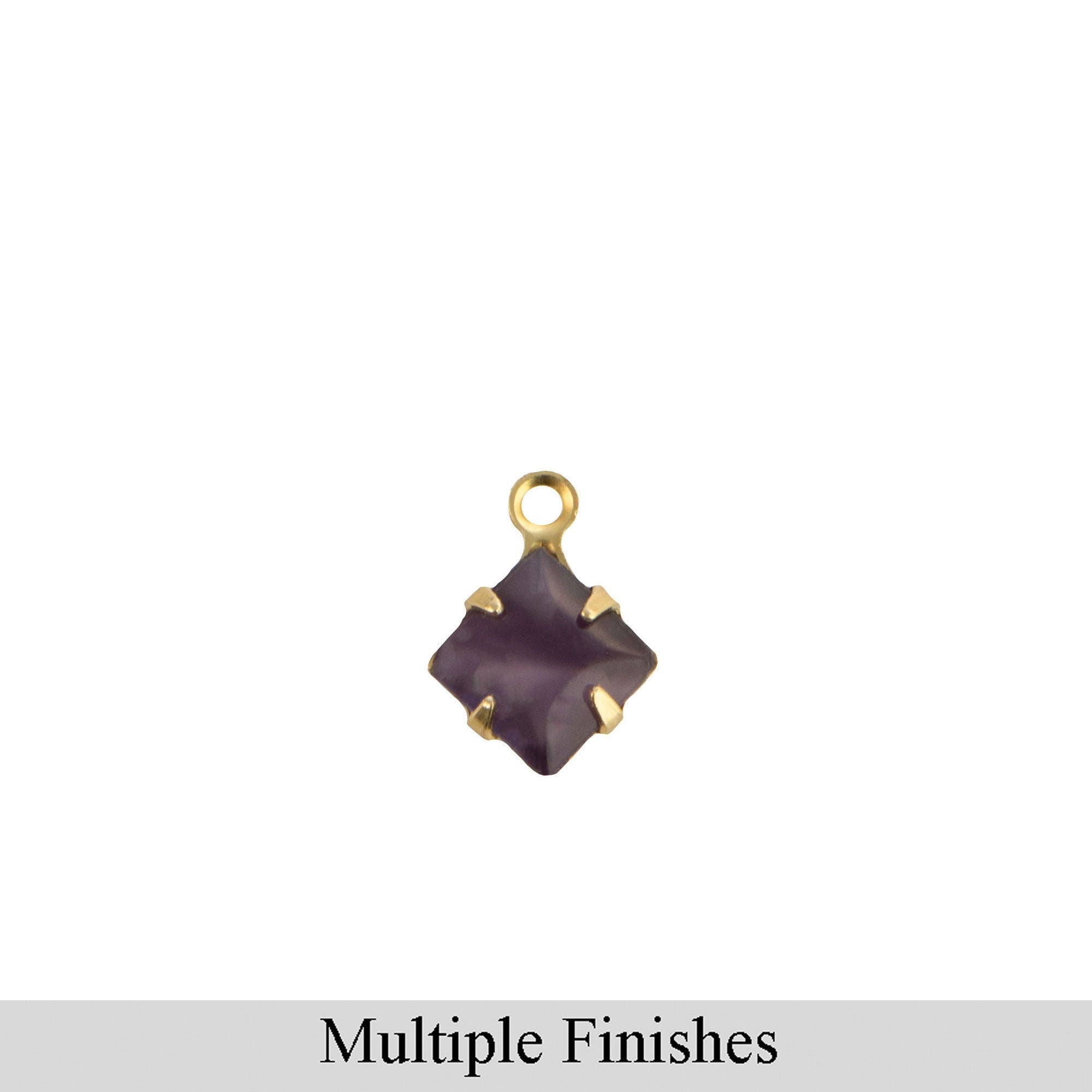 6mm Purple Moonglow Glass Square Stone in 1 Loop Setting