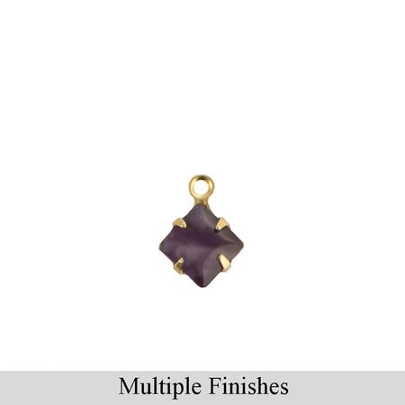 6mm Purple Moonglow Glass Square Stone in 1 Loop Setting