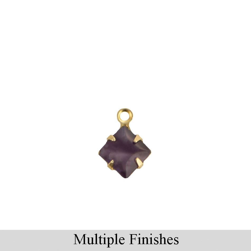 6mm Purple Moonglow Glass Square Stone in 1 Loop Setting