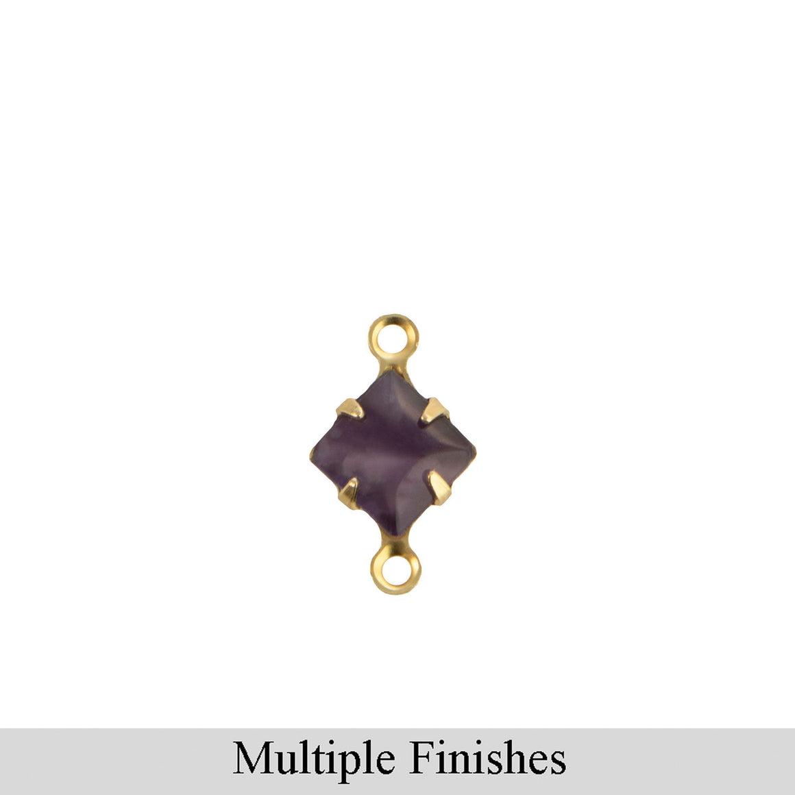 6mm Purple Moonglow Glass Square Stone in 2 Loop Setting